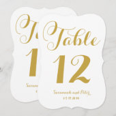 Kalligrafie Schrift Monogram Gouden Tafel Nummers Kaart (Voorkant / Achterkant)