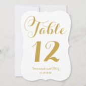 Kalligrafie Schrift Monogram Gouden Tafel Nummers Kaart (Voorkant)