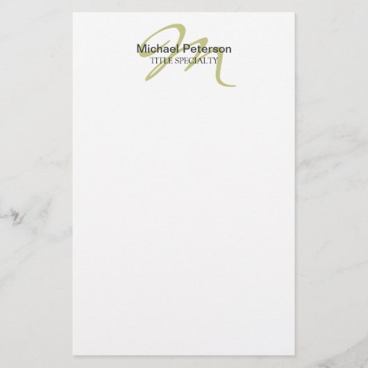 Kalligrafie Schrift Monogram Initiaal Modern Briefpapier (Voorkant)
