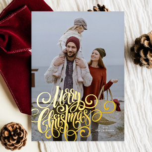 Kalligrafie Schrift Prettig Kerstmis Goud Foto Folie Feestdagenkaart
