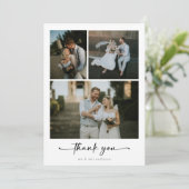 Kalligrafie Script 4 foto bruiloft Bedankkaart (Staand voorkant)