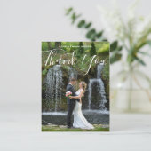 Kalligrafie script aangepaste foto bruiloft dank u briefkaart (Staand voorkant)