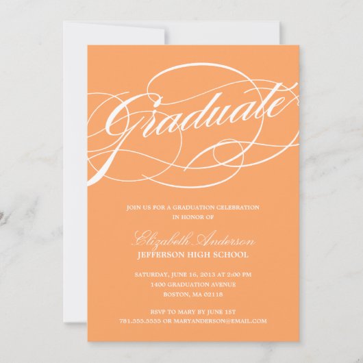 Kalligrafie Script Afstudeer Uitnodiging (Voorkant)