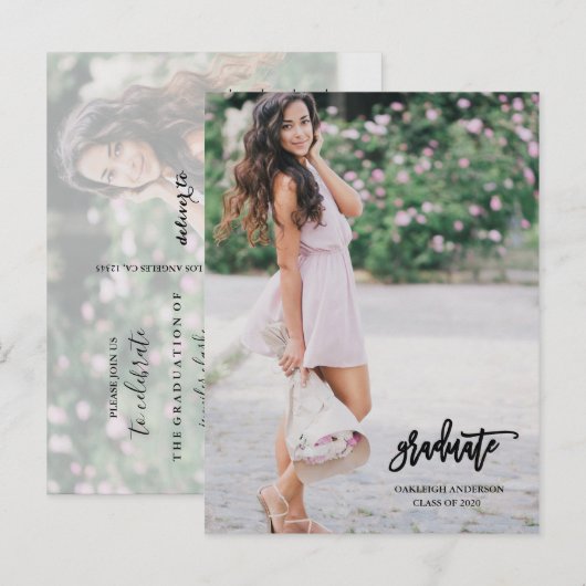 Kalligrafie Script Afstuderen Foto Briefkaart (Voorkant / Achterkant)