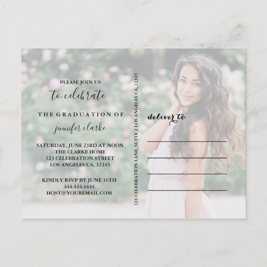 Kalligrafie Script Afstuderen Foto Briefkaart (Achterkant)