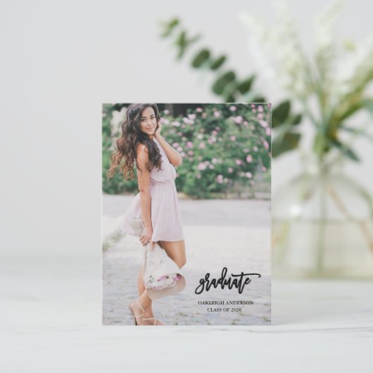 Kalligrafie Script Afstuderen Foto Briefkaart (Staand voorkant)