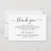 Kalligrafie Script begrafenis Dank u kaart Sjabloo (Voorkant)