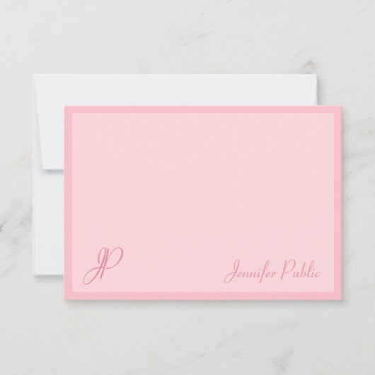 Kalligrafie Script Blush Pink Monogram Sjabloon (Voorkant)