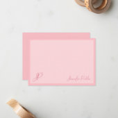 Kalligrafie Script Blush Pink Monogram Sjabloon (Voorkant / Achterkant in situ)