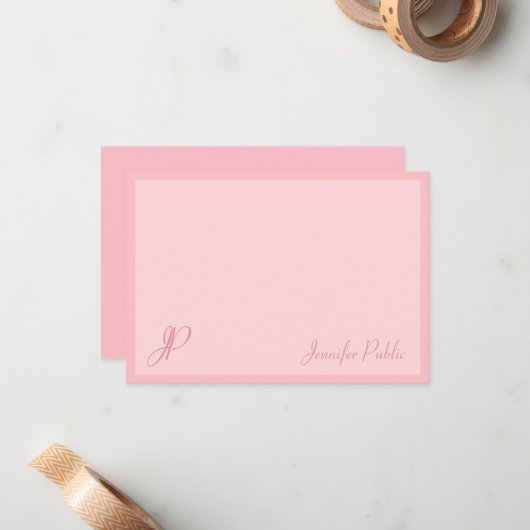 Kalligrafie Script Blush Pink Monogram Sjabloon (Voorkant / Achterkant in situ)