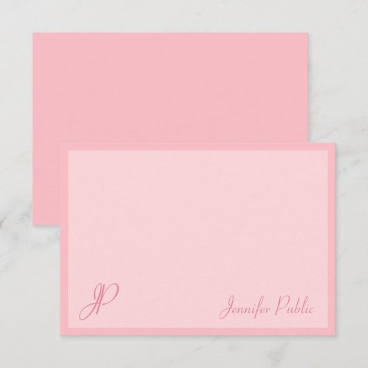Kalligrafie Script Blush Pink Monogram Sjabloon (Voorkant / Achterkant)