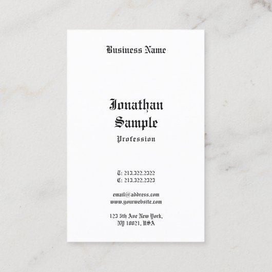 Kalligrafie Script Classic Zwart Wit Retro Look Visitekaartje (Achterkant)