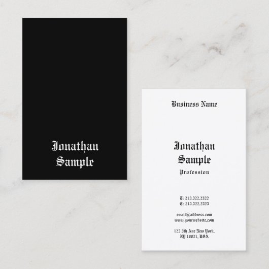 Kalligrafie Script Classic Zwart Wit Retro Look Visitekaartje (Voorkant / Achterkant)