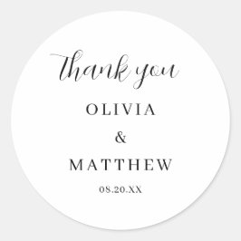 Kalligrafie Script Dank u bruiloft Ronde Sticker