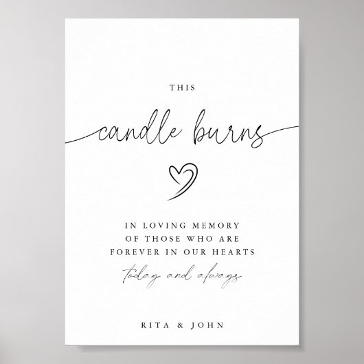 Kalligrafie Script Deze kaars brandt bruiloft teke Poster (Voorkant)