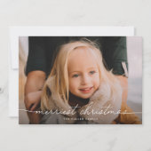 Kalligrafie Script Drie foto Vrolijk Kerstfeest Feestdagenkaart (Voorkant)