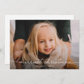 Kalligrafie Script Drie foto Vrolijk Kerstfeest Feestdagenkaart (Voorkant / Achterkant)