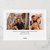 Kalligrafie Script Drie foto Vrolijk Kerstfeest Folie Feestdagenkaart (Achterkant)