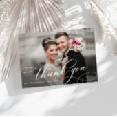 kalligrafie script dubbelzijdige bruiloft foto bedankkaart