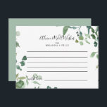 Kalligrafie Script Foliage Bruiloft Advies Kaart<br><div class="desc">Deze kalligrafie script loof bruiloft advies kaart is perfect voor een moderne bruiloft. Het ontwerp is voorzien van waterverf handgetekende eucalyptustakken en -bladeren, gerangschikt in prachtige boeketten en geometrische patronen. Deze kaarten zijn ideaal voor een bruiloft, vrijgezellenfeest, baby shower, afstudeerfeest & meer. Personaliseer de kaarten met de namen van de...</div>