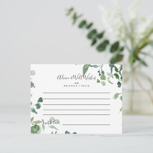 Kalligrafie Script Foliage Bruiloft Advies Kaart (Staand voorkant)