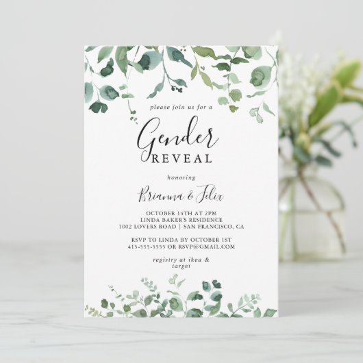 Kalligrafie Script Foliage Geslacht Onthullen Part Kaart (Staand voorkant)