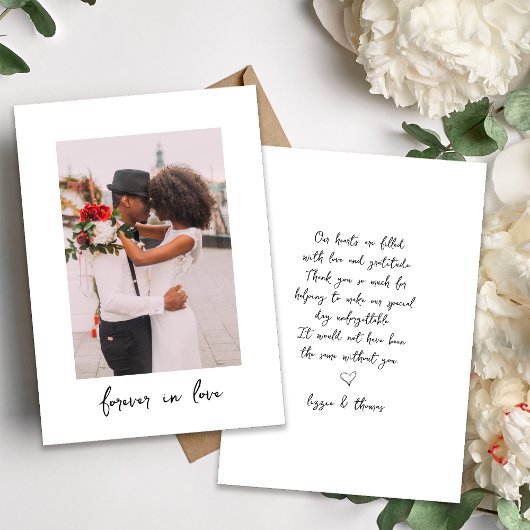 Kalligrafie Script Forever in Love Wedding Bedankkaart