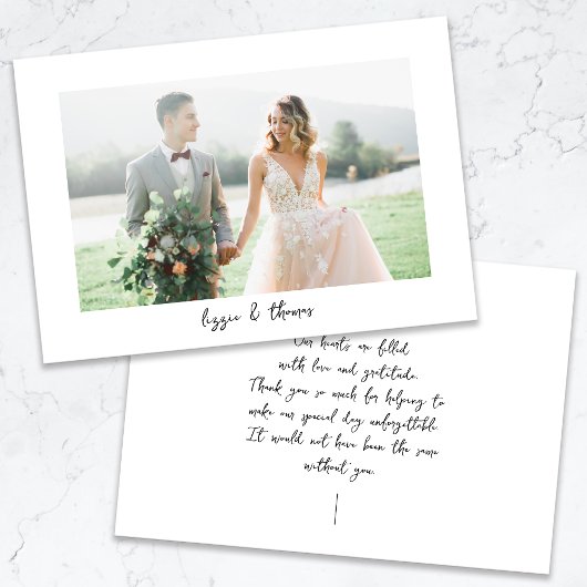 Kalligrafie Script Foto Bruiloft Bedankkaart