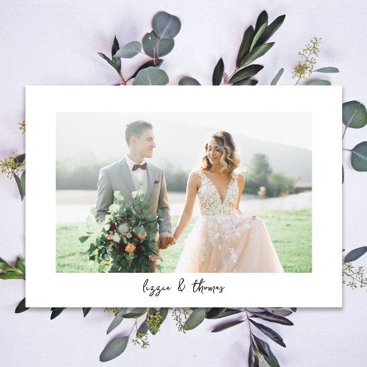 Kalligrafie Script Foto Bruiloft Bedankkaart