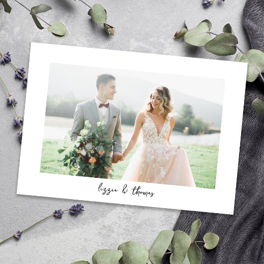 Kalligrafie Script Foto Bruiloft Bedankkaart