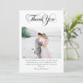 Kalligrafie Script Foto Bruiloft Bedankkaart (Staand voorkant)