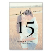 Kalligrafie Script Foto Bruiloft Dubbelzijdig Kaart (Voorkant)