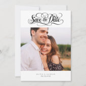 Kalligrafie Script Foto Bruiloft Save The Date (Voorkant)