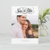Kalligrafie Script Foto Bruiloft Save The Date (Staand voorkant)