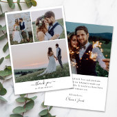 Kalligrafie Script Fotocollage Bruiloft Bedankkaart