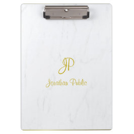 Kalligrafie Script Goud Monogram Elegant Marmer Klembord