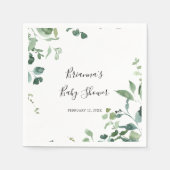 Kalligrafie Script groen gebladerte Baby shower Servet (Voorkant)