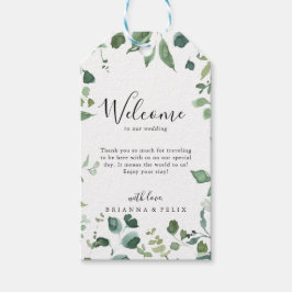 Kalligrafie Script Groen gebladerte bruiloft Welko Cadeaulabel