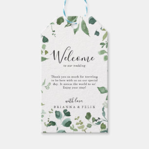 Kalligrafie Script Groen gebladerte bruiloft Welko Cadeaulabel