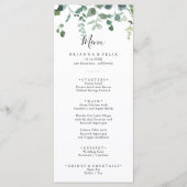 Kalligrafie Script Groen gebladerte Diner Menu (Voorkant)