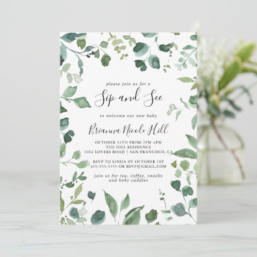 Kalligrafie Script Groen gebladerte Sip en See Kaart (Staand voorkant)
