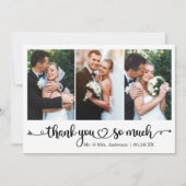 Kalligrafie Script Hart 3 Fotobruiloft Bedankkaart (Voorkant)