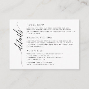 Kalligrafie Script Huwelijksdetails Behuizing Kaar Informatiekaartje
