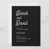 Kalligrafie script klassieke zwart-wit bruiloft kaart (Voorkant)