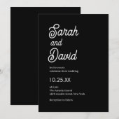 Kalligrafie script klassieke zwart-wit bruiloft kaart (Voorkant / Achterkant)