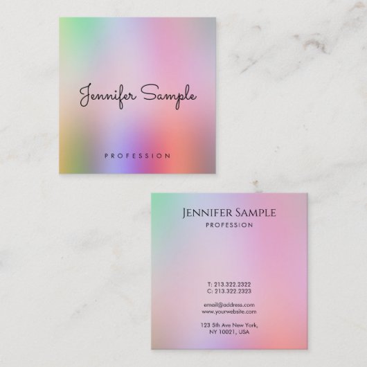Kalligrafie Script Kleurrijke Sjabloon Stijlvol Vierkante Visitekaartje (Voorkant / Achterkant)
