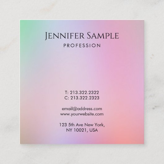 Kalligrafie Script Kleurrijke Sjabloon Stijlvol Vierkante Visitekaartje (Achterkant)