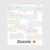 Kalligrafie Script Lichte kleuren Maanden van het Sticker (Vel)