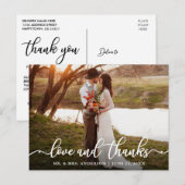 Kalligrafie Script Liefde Dank Trouwfoto Briefkaart (Voorkant / Achterkant)