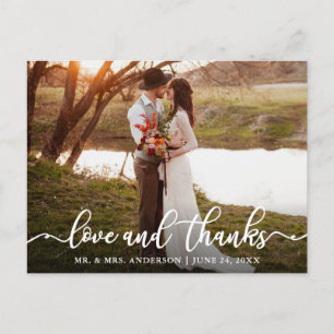 Kalligrafie Script Love Thanks Trouwfoto Briefkaart